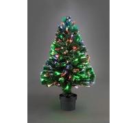 Shatchi 2Ft/60cm Multicolour Fibre Optic Christmas Tree LED Pre-Lit in Green | Size: 2ft Shatchi Green 2ft