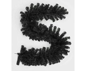SHATCHI 2m/200cm Black Christmas Garland Plain Alaskan Pine for Fireplaces Home Wall Door Stair Artificial Xmas Tree Garden Yard Decorations,Black Plain,SHATCHI