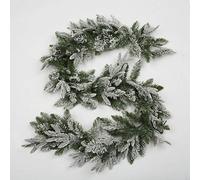SHATCHI 2m/200cm Christmas Garland Lapland Fir for Fireplaces Home Wall Door Stair Snow Flock Artificial Xmas Tree Garden Yard Decorations