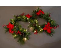 Shatchi 2m B/O Pre lit Red Poinsettia Garland with 50 WW Leds Shatchi Multicolor