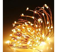 Shatchi 2m Long 20 Warm White LED Micro Rice Gold Copper Wire Indoor Battery Operated Firefly String Fairy Lights Bunch Wedding Party Christmas Decora