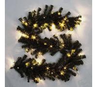 Shatchi 2m Prelit Alaskan Pine Black W/Warm White Christmas Christmas Garland in Green Shatchi Green