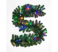 2m/200cm Pre-Lit Green Christmas Garland Alaskan Pine for Fireplaces Home Wall Door Stair Artificial Xmas Tree Garden Yard Decorations with 50 Multicolour LEDs