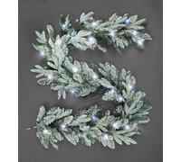 SHATCHI 2m/200cm Pre-Lit Christmas Garland Lapland Fir for Fireplaces Home Wall Door Stair Snow Flock Artificial Xmas Tree Garden Yard Decorations with 50 White LEDs
