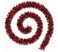 Shatchi 2m Red Chunky Tinsel Garaland Christmas Decoration | Size: 1 Pack Shatchi Red 1 Pack