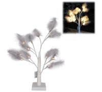 SHATCHI 2Pcs - 55cm Grey Feather Tree Table Lamp Warm White LEDs Lighted Pampas Tree - Battery-Operated Decorative Night Light for Christmas, Home, Events, Holiday Decorations
