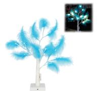 Shatchi 2Pcs 55Cm Light Blue Feather Tree Table Lamp Warm White Leds Lighted Pampas Tree - Battery-Operated Decorative