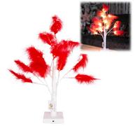 Shatchi 2Pcs 55Cm Red Feather Tree Table Lamp Warm White Leds Lighted Pampas Tree - Battery-Operated Decorative