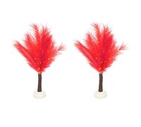 Shatchi 2Pcs - 70Cm Red Feather Tree Table Lamp Warm White Leds Lighted Pampas Tree - Battery-Operated Decorative