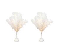 SHATCHI 2Pcs - 70cm White Feather Tree Table Lamp Warm White LEDs Lighted Pampas Tree - Battery-Operated Decorative Night Light for Christmas, Home, Events, Holiday Decorations