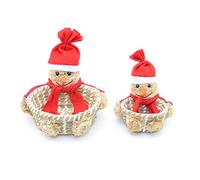Shatchi 2pcs Handmade Snowman Christmas Basket Set Xmas Home Décor Decoration Shop Pub Sweet Decorations