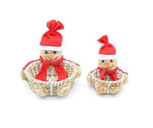 Shatchi 2pcs Handmade Snowman Christmas Basket Set Xmas Home Décor Decoration Shop Pub Sweet Decorations