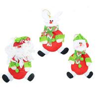 Shatchi 3 Handmade Novelty Christmas Tree Hanging Decoration Xmas Home Decor Stocking Fillers Santa Snowman Reindeer Teddy Toys Gifts 6113