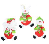 Shatchi 3 Handmade Novelty Christmas Tree Hanging Decoration Xmas Home Decor Stocking Fillers Santa Snowman Reindeer Teddy Toys Gifts 6113