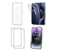 SHATCHI 3 in 1 Clear Case for iPhone 15 Pro Max 6.7-Inch with 2 Privacy Screen Protectors, Anti-Spy 9H Tempered Glass, Not-Yellowing Military Drop Defence Shockproof Slim Fit Bumper Phone Cover