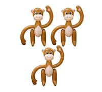 Shatchi Inflatable Blow up Brown Monkey Chimp Tropical Summer Pool Beach Hawaiian African Fancy Dress Party Decoration Hen Stag Do Accessories, (1pc-12pcs), 3pcs