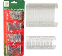 300Pcs Silver Christmas Ornaments Hangers Hooks Wire - Assorted Sizes for Christmas Tree Baubles - Reusable Hooks for Easy Xmas Decorations