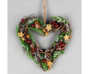 Shatchi 30Cm B/o Led Twig Hanging Heart Red/brown