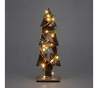 SHATCHI 30cm Green Wooden LED Tree Tabletop Centrepiece Christmas Holiday Home décor with 20 Warm white LEDs