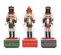 SHATCHI 30cm Musical Box Wooden Christmas Nutcrackers Drummer Animated Clockwork Puppet Figurines Home Decoration Ornament - Supplied One