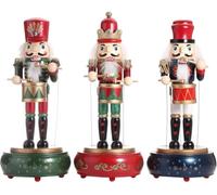 SHATCHI 30cm Musical Box Wooden Christmas Nutcrackers Soldiers Animated Clockwork Puppet Figurines Home Decoration Ornament - Supplied One