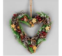 Shatchi 30cm Prelit Heart Wreath Battery Operated - Wooden Twigs Base Decorated Shatchi Multicolor