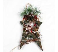 Shatchi 30Cm Red Wooden Led Tree Tabletop Centrepiece Christmas Holiday Home Décor With 20 Warm White Leds Green Star