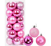 30mm/12Pcs Christmas Baubles Shatterproof Pink, Christmas Tree Decorations Ball Ornaments Balls Xmas Hanging Decorations Holiday Decor - Shiny,Matte,Glitter