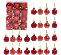 30mm/24Pcs Christmas Baubles Shatterproof Red, Christmas Tree Decorations Ball Ornaments Balls Xmas Hanging Decorations Holiday Decor - Shiny,Matte,Glitter