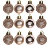 30mm/24Pcs Christmas Baubles Shatterproof Rose Gold, Christmas Tree Decorations Ball Ornaments Balls Xmas Hanging Decorations Holiday Decor - Shiny,Matte,Glitter
