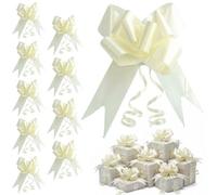 Shatchi Large 50mm/5Cm Ribbon Pull Bows For All Occation Decoration , Ivory, 30Pk