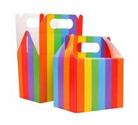 SHATCHI 30Pcs Rainbow Party Food Lunch Boxes Takeaway Containers 14x12x10 cm - Meal Treat, Candy, Cookie, Toys, Cake Packing for Kids Birthday, Wedding, Catering Events, Picnics Party Bags