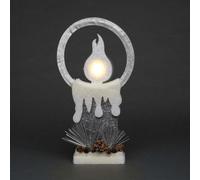 Shatchi 31Cm Christmas Pre Lit Candle Battery Operated Glitter Foam Snow Covered Finish Table Decoration Red, Grey