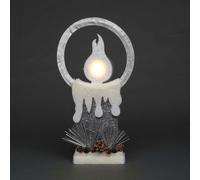 31Cm Christmas Pre Lit Candle Battery Operated Glitter Foam Snow Covered Finish Table Decoration Grey