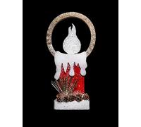 SHATCHI 31Cm Christmas Pre Lit Candle Battery Operated Glitter Foam Snow Covered Finish Table Decoration Red