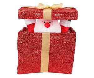 SHATCHI 32cm Animated Christmas Santa Pup-up Lighted LED Gift Box - Santa Present Parcel Novelty Xmas Holiday Party Decorations for Fireplace Windowsill Bedroom Shelf Living Room Home Office