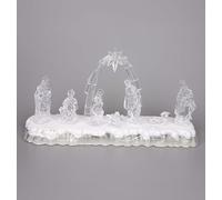 SHATCHI 32cm Christmas Pre-Lit LED Musical Nativity Scene Acrylic Sculpture Battery Operated Light Up Xmas Tabletop Home Decorations