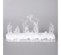 SHATCHI 32cm Christmas Pre-Lit LED Musical Nativity Scene Acrylic Sculpture Battery Operated Light Up Xmas Tabletop Home Decorations, Star Design 1
