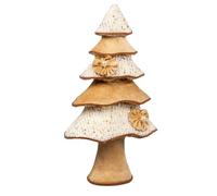 SHATCHI 32cm Christmas Tree Figure White/Gold Christmas Tabletop Centrepiece Showpieces Home Art & Craft Xmas Party Window Décor