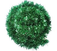 SHATCHI 32Pcs Green Christmas Tinsels 1.8m/6ft Xmas Metallic Chunky Tinsel Garland for Christmas Tree Hanging Decorations