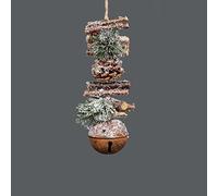 SHATCHI 33cm Garland with Rustic Jingle Bells Wooden Sticks, Berries and Pinecones Christmas Home Wall Door Hanger Sleigh Bells Xmas Holiday Hanging Decorations
