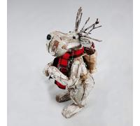 Shatchi 34cm Christmas Tabletop Decorated with Pines Berries White penguin Standing Deer in Silver Shatchi Silver