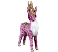 SHATCHI 35cm Reindeer Figure Burgundy/Gold Costume Santa’s Friends Christmas Tabletop Centrepiece Showpieces Home Art & Craft Xmas Party Window Décor