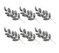 Shatchi 35Cm Silver Glitter Walnut Leaf Christmas Tree Picks