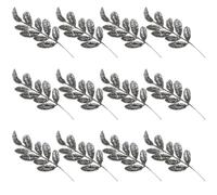 Shatchi 35cm Silver Glitter Walnut Leaf Christmas Tree Picks | Size: 12 Pack Shatchi Silver 12 Pack