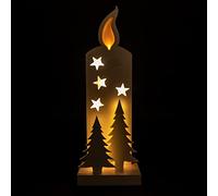Shatchi Wooden Christmas Decoration Pre Lit Led Silhouette Nativity Scene Ornament Table Window Battery Operated, White, 36Cm
