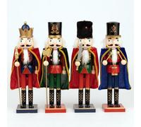 Shatchi 38Cm Wooden Nutcrackers Figures Christmas Ornament 4Pcs Set Wearing Rob