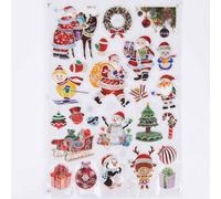3D Christmas Window Stickers Metallic Colourful - 8 Assorted Sheets Christmas Window Decorations Clings Reusable Glass Snowflakes Sticker Christmas Scene, PVC Static Xmas Window Display Decals