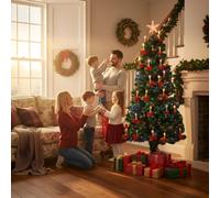 Shatchi 3Ft/90Cm Candle & Bow Fibre Optic Christmas Tree Led Pre-Lit