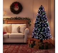 Shatchi 3Ft/90cm Multicolour Fibre Optic Christmas Tree LED Pre-Lit in Green | Size: 3ft Shatchi Green 3ft